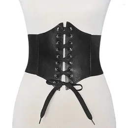 Belts Women Corset Black Wide Lace Up Leather Slimming Body Shaping Girdle Belt Elastic Waist Dress Decoration Waistband
