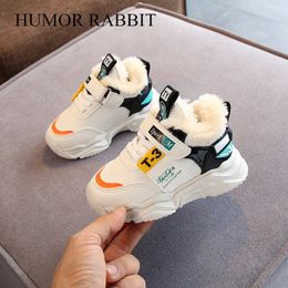 Boots Autumn Winter Girl Children Sport Shoes Breathable Plush Warm Boys Sneakers Boots Soft Light WIth Fur Outdoor Kids Running Shoes 231218