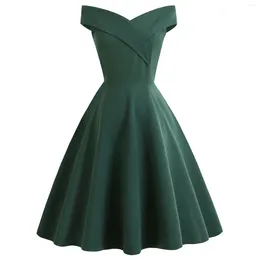 Casual Dresses 2023 Women Summer Off Shoulder V-Neck Retro Vintage 50s 60s Elegant Dress Sexy Rockabilly Party Midi Vestidos