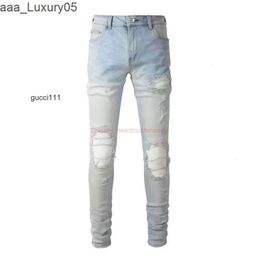 Street amari amirl Ripped amirlies am 6624 amis imiri amiiri High AM Designer Jeans Clothing es Jeans Men Denim Pants Light es Coloured Distressed White Patch Sli UAQJ