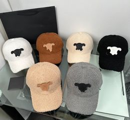 Lamb Fur Hard Top Peak Cap Show Face Little Autumn Winter Men and Women Warm Baseball Caps Wholesale