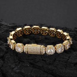 Love rock sugar chain iced Out hip hop bracelets bangle Baguette CZ 16k Gold plated bracelet Bling bling 5A T Cubic Zirconia Luxury Lover Hiphop ins Jewellery