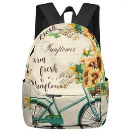 Backpack Sunflower Bicycle Farm Flowers Large Capacity Bookbag Travel Backpacks Schoolbag For Teenager Women Laptop Bags Rucksack