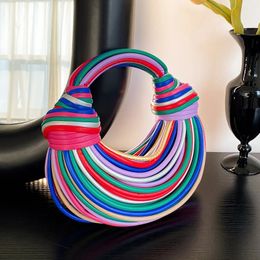 Evening Bags Colourful Rainbow Noodles Shaped Luxury Designer Women Lady Handbag Underarm Bag Woman Purses Clutch Party Dinner 231218