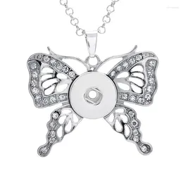 Pendant Necklaces Sublimation Butterfly Women Pendants Button Necklace Jewellery Consumable 20pcs/lot