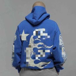 hellstar hoodie designer hoodies sweatshirts Portrait High Street Tide hip hop Thickened Athleisure Hand painted pockets mens sweaters hoody Thick hoodys