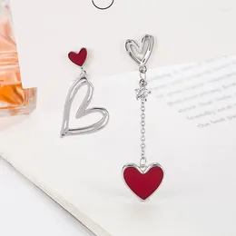 Dangle Earrings Exquisite Gift Design Sense Long Tassel Love Heart Stud Earring Women Ear Studs Korean Style Asymmetric