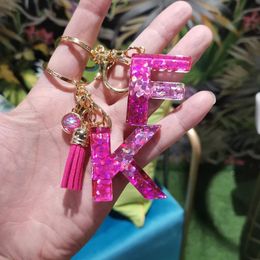 Bag Parts Accessories Fashion Colourful Letter Keychain Pendant Sequin resin Key Chain Couple Keyring Jewellery for Women 231219