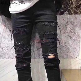 Brand Denim amari es amirl es amirlies Diond Perforated am Jeans amis Pants imiri Fashion amiiri Black Hot AM Slp Designer Clothing Jeans Mens Youth High Street R Y3CV