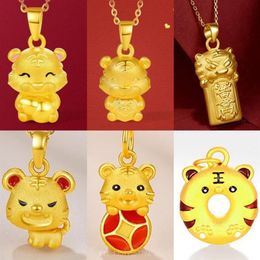 Chains Cute Pendant Zodiac Necklace Chain For Women Collier Gold Plated Jewellery Arcane Pink Y2k Accessories Tiger Year 2022250Q