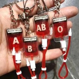 Bag Parts Accessories Style 1 Pcs Blood Type A B O AB Plasma Pack PVC Pendant DIY Jewelry Making Gift Charm Keychain Accessory Keyring 231219