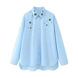 Women's Blouses VANOVICH Europe And America Style 2024 Autumn Winter Fashion Diamonds Embroidered Shirt Temperament Casual
