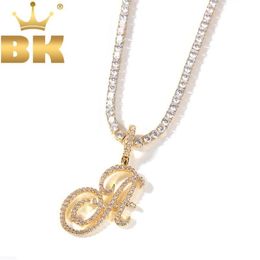 KING Artistic Font A-Z 26 Initial Letter Pendant With Tennis Necklace Cubic Zirconia Mens Women Charm Hiphop Jewellery Necklaces222S