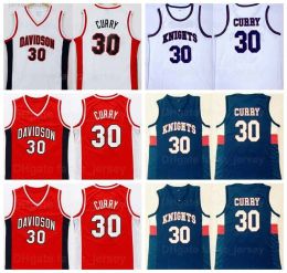 CUSTOM Davidson Wildcats College Stephen Curry Jerseys 30 Men Basketball Charlotte Knights High School University All Stitched Red Navy Blue