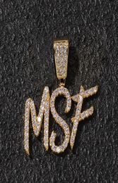 Hip Hop Custom Name Brush Font Letters Pendant Necklace With 24inch Rope Chain Gold Silver Bling Zirconia Men Jewelry4248549