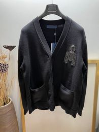 Outono e inverno novo designer jaqueta moda contas costura design tamanho dos EUA único breasted cardigan de malha marca de luxo jaquetas masculinas de alta qualidade