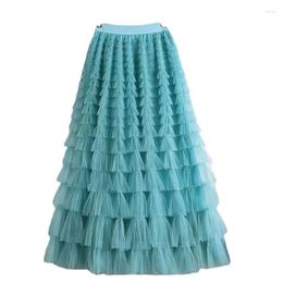 Skirts Gauze Flounces Temperament Skirt Women's 2023 Spring And Autumn Fashion Ladies Long Thin Cake