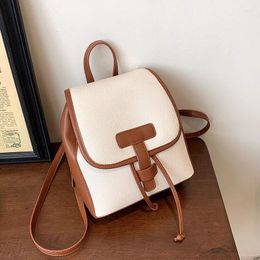 School Bags 2023 Fashion Simple Backpack For College Students Korean Y2k Pu Leather Drawstring Cute Office Lady Mochilas