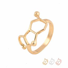 Everfast 10pc lot Whole Molecule Ring Chemistry Jewellery Neurotransmitter Science Women Men Finger Rings Can Mix Colour EFR076211l