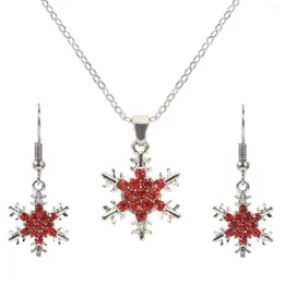 Necklace Earrings Set Diamond Choker For Women Snowflake Pendant Jewelry Dangle Drop Earring