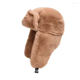 Berets Bomber Hats For Women Men Winter Keep Warm Windproof Plush Thickened Ear Protection Casual Cycling Cap Bonnet