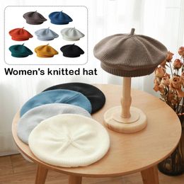 Berets Women Vintage Knitted Beret Hat Painter Girl French Artist Street Autumn Winter Cute All-match Beanie Hats