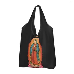 Shopping Bags Our Lady Of Guadalupe Reusable Grocery Foldable 50LB Weight Capacity Virgin Mary Eco Bag Eco-Friendly Durable