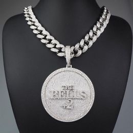 Iced Out Number 44 Large Size Diamond Round Pendant Necklace 18K Gold Plated Mens HipHop Bling Jewelry Gift263p