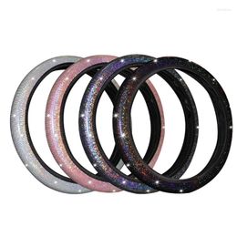 Steering Wheel Covers Rhinestone-Leather Cover With Crystal-Diamond Car Protector