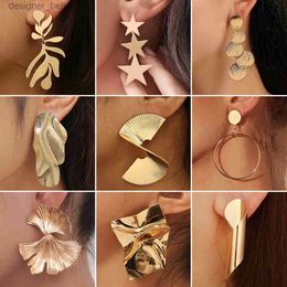 Dangle Chandelier Retro Exaggerate Metal Statement Earrings for Women European Fashion Round Star Square Irregular Geometry Long Earrings JewelryL231219
