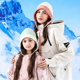 Winter Fleece Hat Parent-child Thermal Outdoor Sports Cycling Snowboarding Hats Fashion Color Matching Adjustable Ears Protective Hats For Adult And Kids