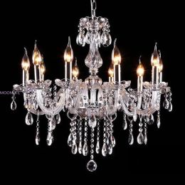 Transparent Crystal Chandeliers Multi 6/8/10 Arms Optional Lustres De Cristal Chandelier LED without Shade Wall Lamp E14 Lustre