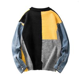 Men's Sweaters Korean Fashion Knitted Sweater WoMen's Denim Long Sleeve Pullover Oversized O Neck Knitting Jumper Streetwear Y2k Tops