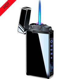 2022 New Metal Windproof Dual Arc USB Electric Plasma Lighter No Gas Fire With LED Power Men Gift
