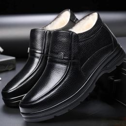 Boots Fashion Men's Winter Snow Waterproof Genuine Leather Sneakers Warm NonSlip Shoes Black Chelsea Male Ankle Booties 231218