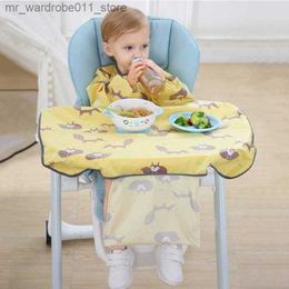 Bibs Burp Cloths Newborn Long Sleeve Bib Coverall with Table Cloth Cover Baby Dining Chair Gown Waterproof Saliva Towel Burp Apron Dropshipping Q231219