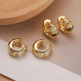 Hoop Earrings Cmoonry Fashion Gold/Silver Color Round Circle For Elegant Women Shiny CZ Zircon Wedding Jewelry Female