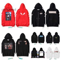 1 Dupes Reps Hoodrich Pull Long Sleeve Polo Hoodie Women Full Zip Y2k Up Mens Designer Hoddie Offwhite Felpa White F71M