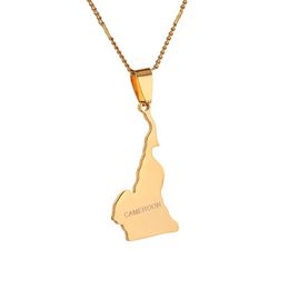 Stainless Steel Republique du Cameroun Map Pendant Necklace Douala Yaounde Africa Jewellery Cameroon Map Chain Jewelry2947