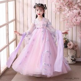 Girl's Dresses 2-10-13TTraditional Japanese and Korean ancient costumes children's Hanfu dress festival dress Qing Dynasty stage costume Christ