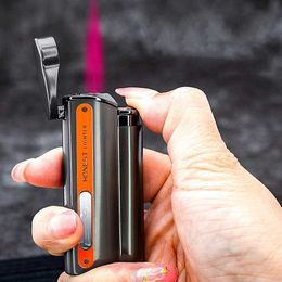 HONEST New Turbo Torch Red Flame Metal Lighter With Visible Beam Windproof Inflatable Cigarette Cigar