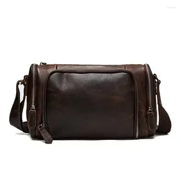 Briefcases TopFight Vintage Leather Men's Messenger Bag Zipper Casual Crossbody Fashion Handbag Men Chest Male Shoulder