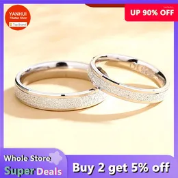 Wedding Rings Cool Unisex Frosting Ring High Quality 18K White Gold Colour Stainless Steel For Women Men Fashion Jewellery Lover Gift