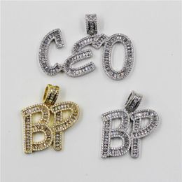 New Style Custom Letter Name Necklace Pendant Iced Out Baguette Initials Letters Charm Necklace for Men Women289H