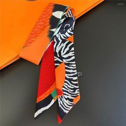 Scarves Fashion Scarf Zebra Print 90cm Long Small Woman Decoracion Tie Skinny Hair Headband For Bags Bandeaux230I