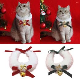 Dog Collars Christmas Pet Collar Bowknot Plush Cat Necklace Year Neck Jewelry With Bell Elegant Cute Red Bow