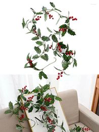 Decorative Flowers Christmas Artificial Berry Holly Rattan Simulated Vine Decorations Xmas Tree Hanging Ornaments For Home Party Fireplace