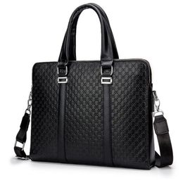 Men Leather handbag 14 bags Antique Style black Business Laptop Cases Attache Messenger Bag Portfolio287Z