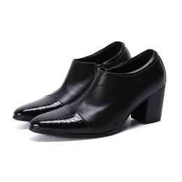 Dress Shoes Sapato Social Masculino Couro Black Patent Leather Mens High Heels Male Oxford Crocodile Classic Office Men