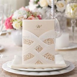 hollow wishmade card Pocket Laser Cut Wedding Invitation Card Print CW060 ZHL0047303I